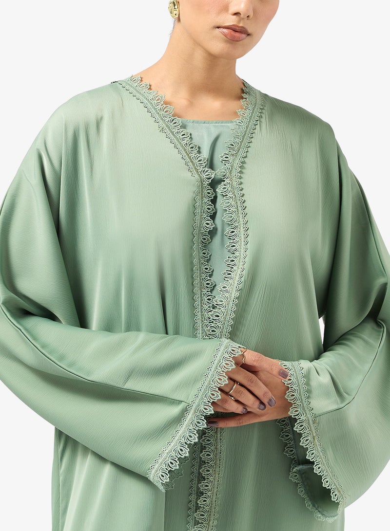 hayas closet Lace detail Abaya With Sheila - Image 3